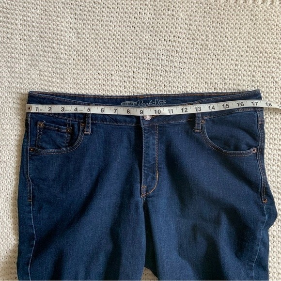 Women's Old Navy Rockstar Super Skinny Denim Jeans Mid Rise, 14 Dark Wash - Picture 4 of 8